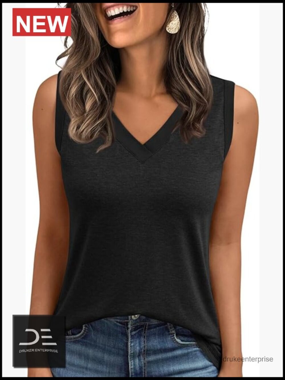 Women's Sleeveless V-Neck Tank Top Summer Casual Tee